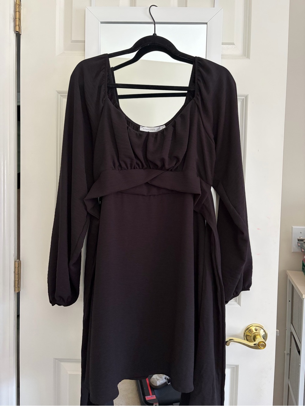 Long-Sleeved Black Bow Dress